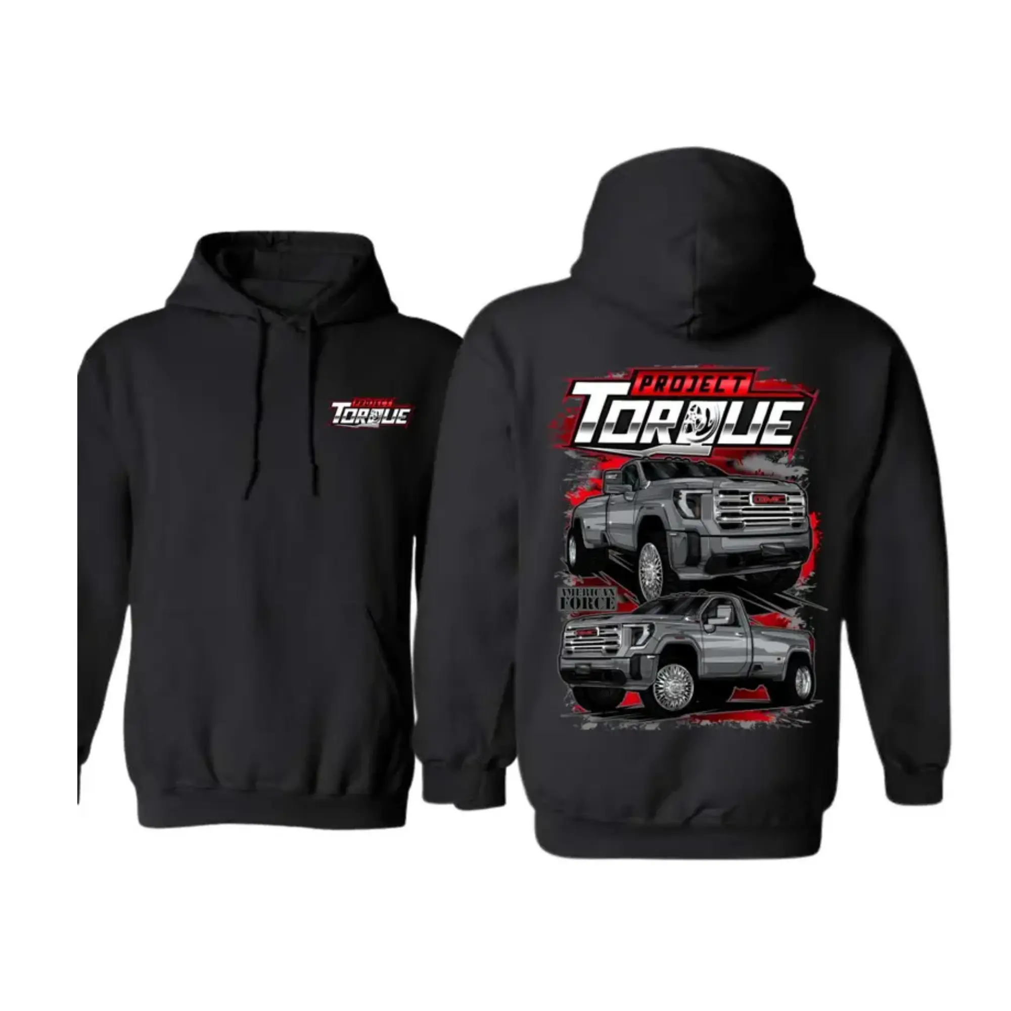 Project Torque Pickup Truck Hoodie Unisex Streetwear for Truck Enthusiasts Men's Printed Pullover Sweatshirt with Diesel Power & Lifted Wheels