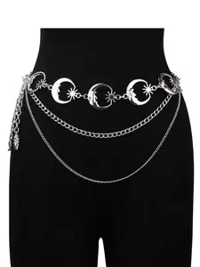 Chain Belt Gold Silver Chain Belt Chain Belts For Women Fashion Silver Belt Chain Silver Waist Chain Belt Moon Sun Chain Belt Metal Chain Belt Moon Chain Belt Layered Waist Belt Body Jewelry