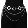 Women's Layered Metal Chain Belt, Gold‑Tone or Silver‑Tone Waist Chain Accessory with Moon and Sun Charms, Adjustable Decorative Body Jewelry for Dresses, Skirts, Parties, and Festival Outfits