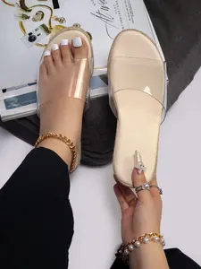 Transparent Strap Braided Wedge Slippers, Height-Boosting Slimming Sandals, Versatile Vacation Style, Summer Outdoor Beach Shoes, Lightweight