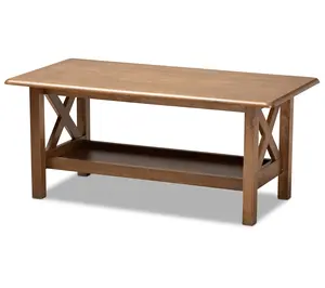Reese Walnut Brown Finished Rectangular Wood Co ffee Table