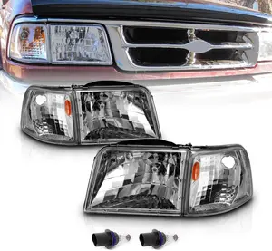AmeriLite Replacement Halogen Headlights And Corner Set For 93-97 Ford Ranger Pickup Truck - Passenger and Driver Side, Vehicle Light Assembly