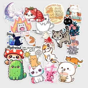 Sticker Pack 20 pcs Kawaii Cat Vinyl Stickers, Cute Kitty Waterproof Decals