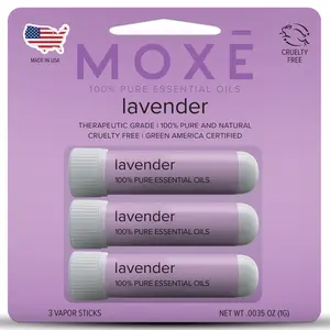 MOXĒ Lavender Essential Oil Nasal Inhaler, No-Mess Aromatherapy, Relaxation, Naturally Calming, Before Sleep Routine, Pure and Undiluted, Made in USA