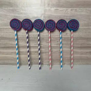 Purple, Blue, Pink MINI Foam Lollipops (6)