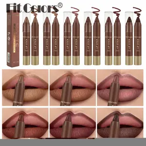 Fit Colors 6pcs/set Matte Lipstick Pencil, Waterproof Lasting Lip Liner Pen, Non-Stick Cup Lip Contour Pencil, Beauty Makeup Set, Lip Product, Lip Liner Kit