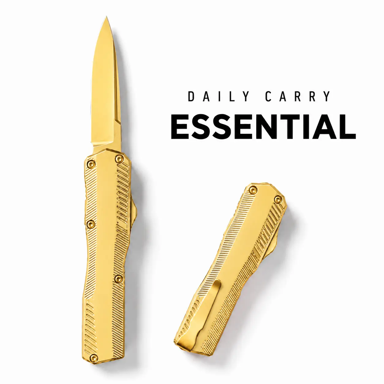 Gold Tone Pocket Folding Knife, Slim Outdoor EDC Knife with Metal Handle Design, Compact Portable Knife for Camping, Fishing, Hiking, Travel and Daily Use, Practical Gift for Dad, Husband, Boyfriend and Friends