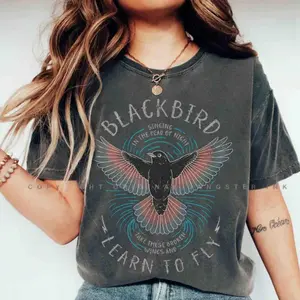 Blackbird Shirt. Old School Rock Band Shirt. Oversized Trendy Tee. Retro Music Shirt, Concert shirt, Song Lyrics beatle tee.