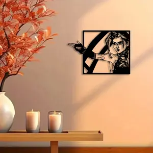 1pc Game Character Metal Wall Art, Jinx Statue Mural, Perfect for Gaming Room Wall, Modern Decor, Ideal Gift for Gamers, Rust-Resistant Metal