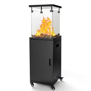 41,000 BTU Outdoor Heater,Propane Patio Heater,CSA Certificated,Outdoor Heater with Lockable Wheels,Tempered Glass,Propane Outdoor Heater for Patio,Backyard,Balcony,Poolside,Black