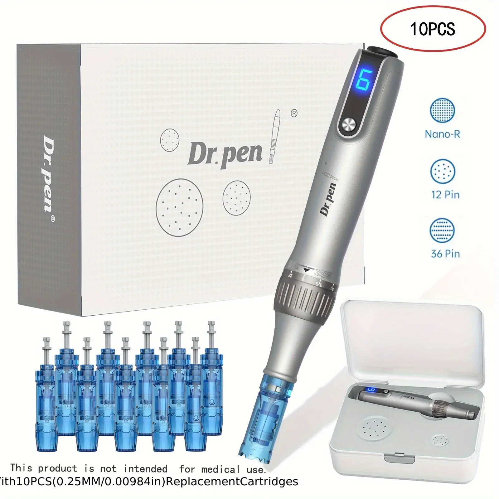 Dr.pen M8S Pen - Adjustable for use at home with 10PCS Replacement Cartridges