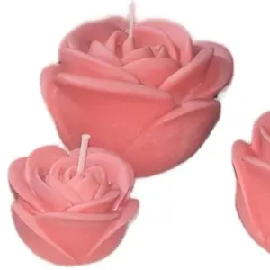 Decorative Rose Candles (Small and Large Sizes) - Floral Centerpiece for Wedding, Peony-Inspired Home Decor Supplies
