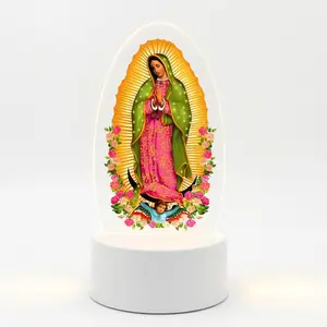 LED Night Light with Holy Grace Symbol - USB PoweredAcrylic Flower Design Lamp for Bedroom & Prayer Room- Gift for Parents & Friends