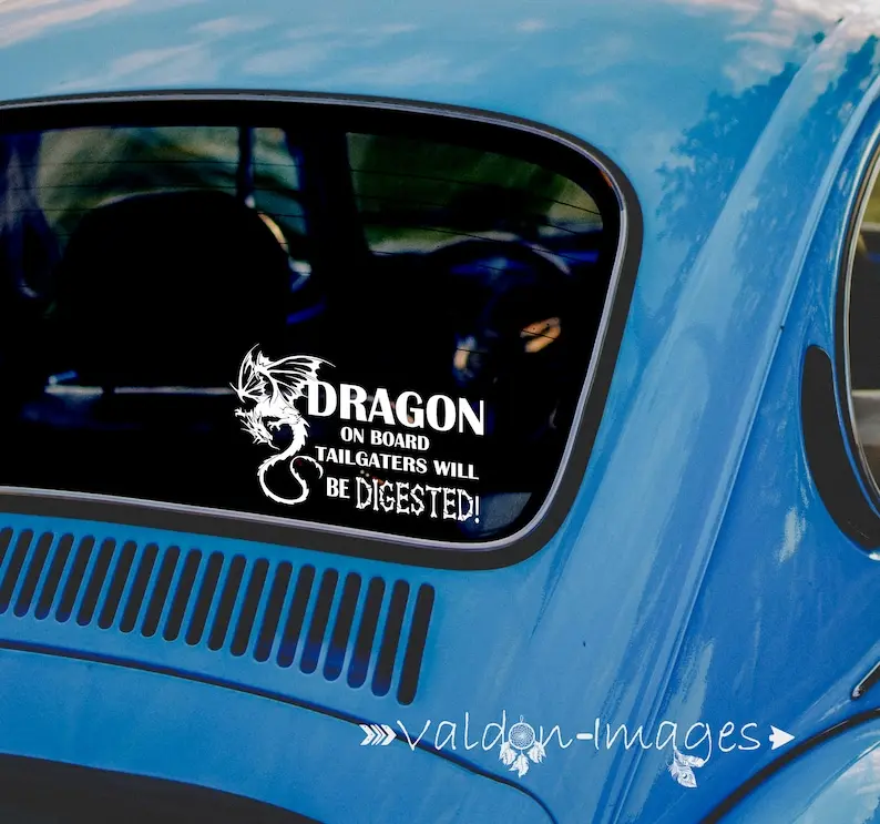 Dragon on board car decal, dragon bumper sticker, dragon vinyl decal, dragon car decals, dragon auto decal, gifts for men, fathers day gifts