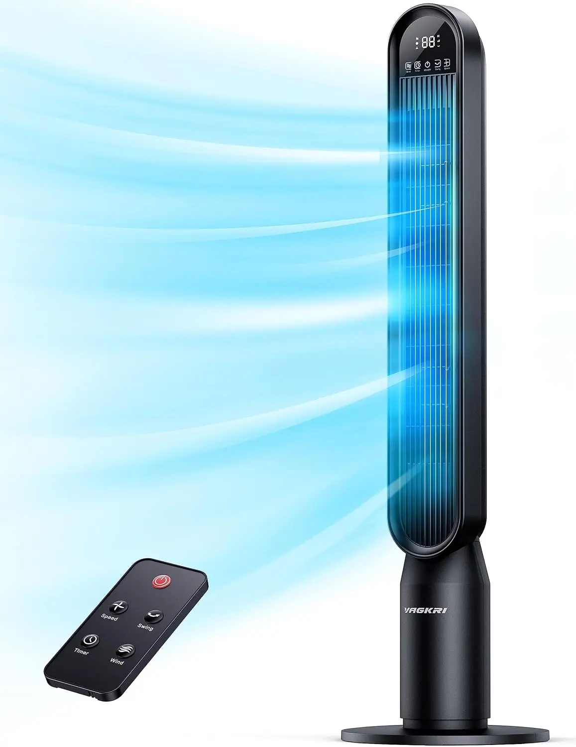 42" Oscillating Tower Fan - 4 Modes, 4 Wind Speeds, 15H Timer, 90° Horizontal & 135° Vertical Oscillation, Remote-Controlled Standing Floor Fan for Home Bedroom Office