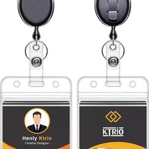 ID Badge Holder with Lanyard - 2 Pack Clear ID Card Holder with Badge Reels