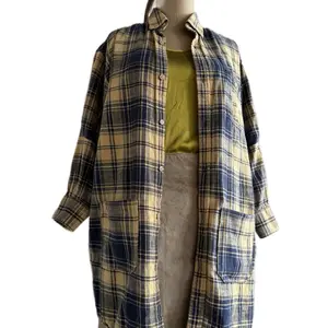 The Georgia chore coat butter and navy plaid flannel
