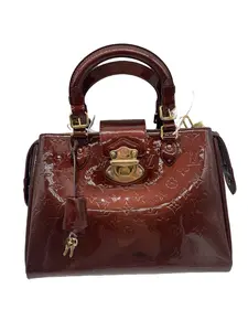 Pre-owned Louis Vuitton Burgundy Vernis Monogram Lock Closure Boston Handbag/WJ04127810/7810