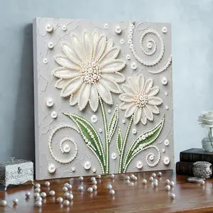 A framed pearl and diamond painting set | Artistic patterns, acrylic paint on canvas, suitable for wall decoration in living rooms, bedrooms, and studies; a great choice for Christmas, New Year's, and birthday gifts.