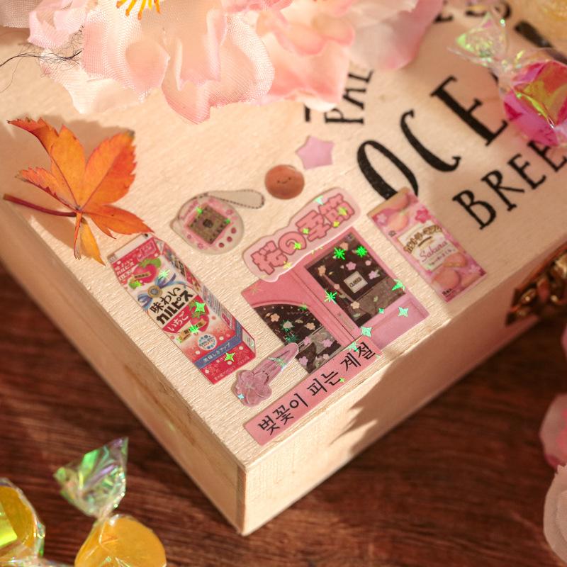 60 sheets/set, retro stickers, food theme, cute healing style, coated paper material, can decorate mobile phones, photo albums, water cups.