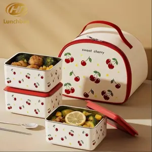 720ML High-Quality Food Grade Stainless Steel Lunch Box, Cute Cherry Design, Microwave Safe, Single Layer, Model Xinghao T00yt0011
