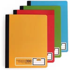 4-Pack Solid Color Composition Notebooks, Wide-Ruled 56 g/m² Paper, Ink Bleed-Resistant, 100 Sheets, 9.75in x 7.5in Cardstock Covers, Ideal for Activity Schedule Planning All Year (Office Stationery Supplies)