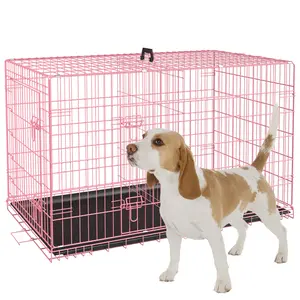 Dog Crates 30/24/18 inch Folding Mental Wire Crates Dog Kennels Outdoor and Indoor Pet Dog Cage Crate with Double-Door for Small Dogs ,Divider Panel, Removable Tray