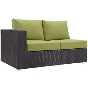 Modway Convene Outdoor Patio Left Arm Loveseat in Espresso Peridot