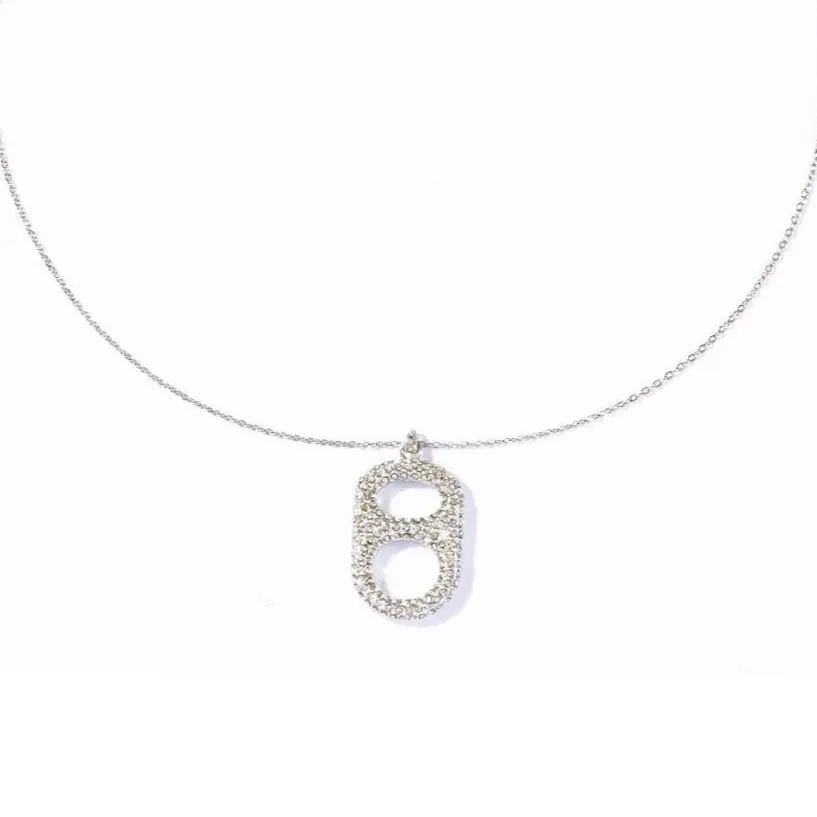 Luxe Silver Crush Pop Tab Floating Pendant Necklace with Hypoallergenic Chain by Tab~ulous