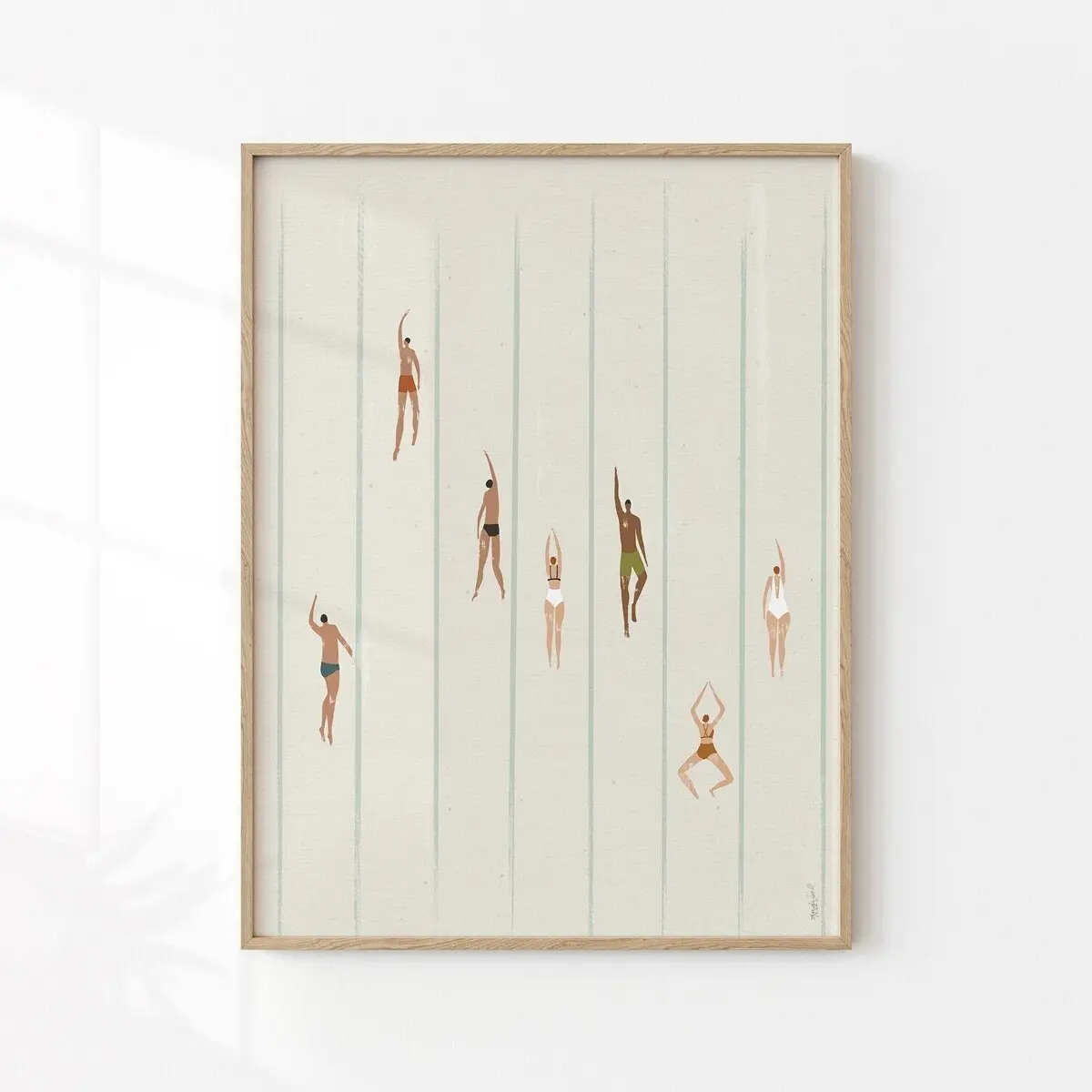 Swimmers Minimalist Artwork Swimming Pool Art Blue Aesthetic Poster Summer Art Print Deco Style Bathroom Decor Swimming Poster, Room Decor