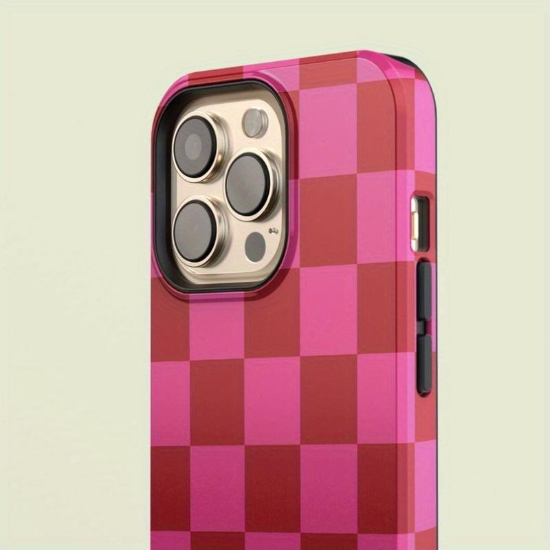 Pink and Red Checkered Case - Durable, Suitable for IPhone 16, 15, 14, 13 Pro Max