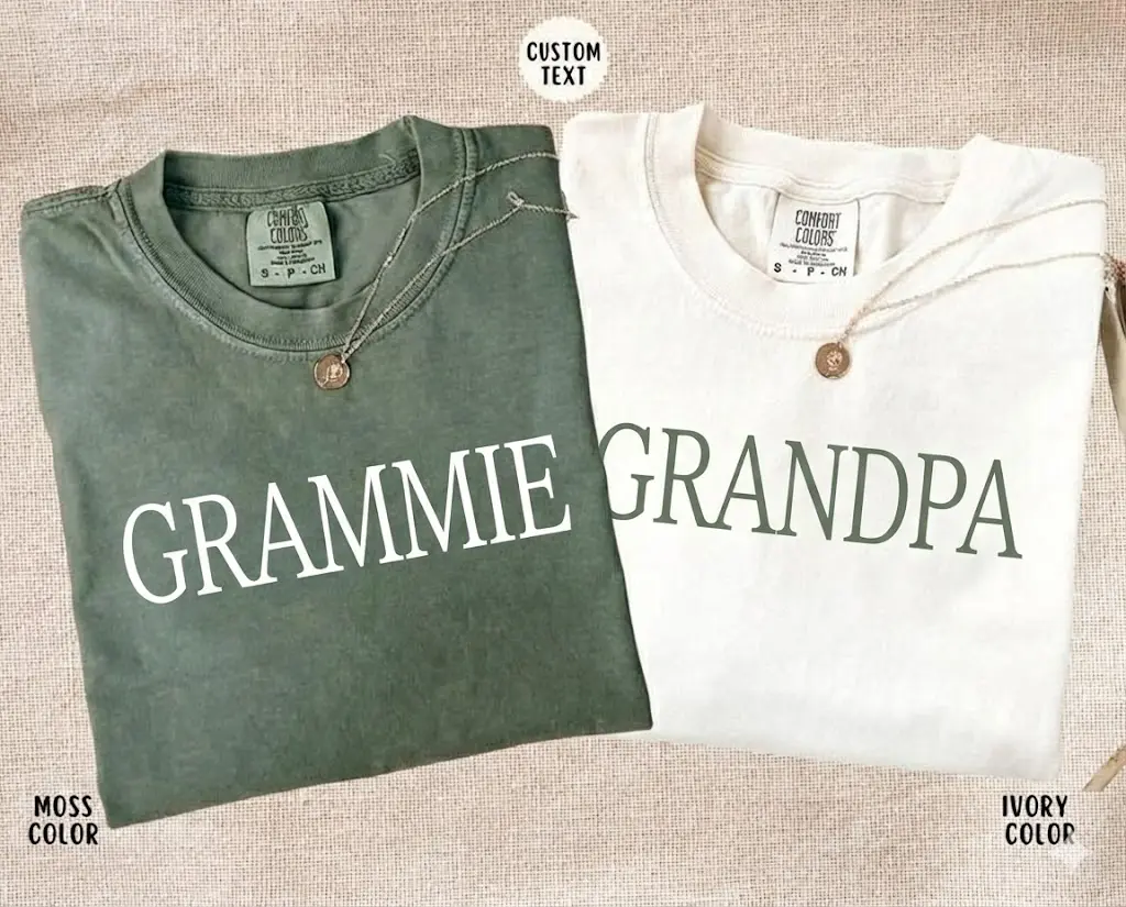 Comfort Colors Grammie & Grandpa T-Shirt, Cute Family Matching, Couple Family Outfit, New Parent Baby Announcement Shirt, Trendy Graphic Tee, Gift for Grandma & Grandpa