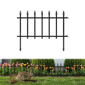 Decorative Garden Decor  Black Metal Garden Fence — 22" W x 18" H (Set of 5 Panels; Total Length: 9.17 ft); Foldable Metal Border Fence,Garden Accessories  Ideal for Landscaping Flowerbeds and Yards, and Also Serves as an Animal Barrier.