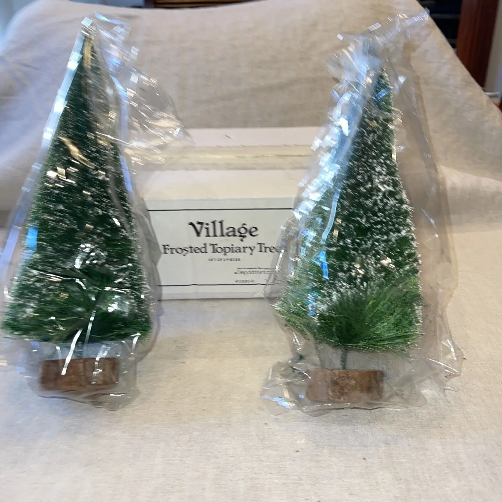 Christmas Department 56 Village 2 Frosted Topiary Trees 12 Inches