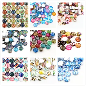 50pcs 8mm 12mm Random Mix Handmade Po Glass Cabochons DIY Jewelry Making Findings