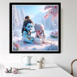 Radha Krishna Diamond Arts Colorful Painting Kit without Frame, DIY 5D Diamond Arts Colorful Painting Kit, Wall Art Decor for Home Living Room Bedroom