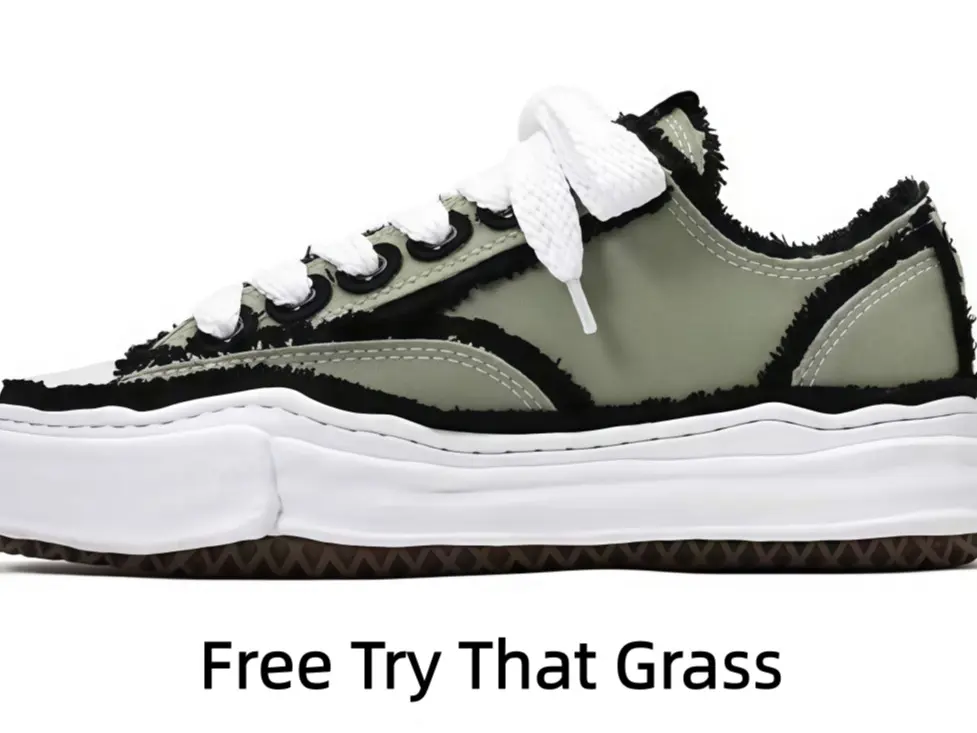 All-Season Height Boost Wavy Low Top Raw Edge Casual Sneakers Premium Smooth Muted Sage Green Upper Distinct Black Frayed Border & Clean White Shell Toe Cap Durable Grooved Diamond Brown Traction Rubber Sole