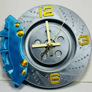Brake Caliper Wall Clock Silent Quartz Movement Custom Colors 10 x 10 Unique Automotive Design Decor