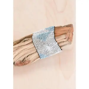Navajo beaded cuff stretch bracelet-mist silver
