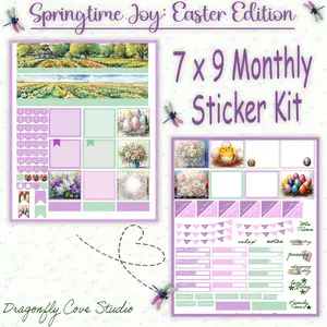 7x9 Planner Stickers – Springtime Joy Easter Theme (Monthly Layout)