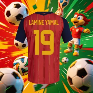 2026 Spain 19#Lamine Yamal and 20#Pedrl Short And Long Sleeve Soccer Jersey Fans Version Breathable