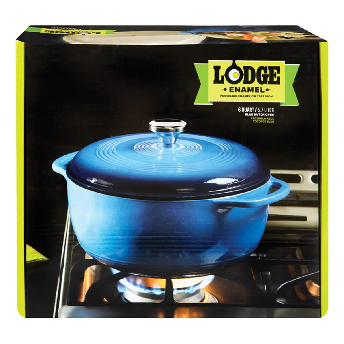 Lodge Manufacturing Classic 6 qt. Blue Ceramic Enamel Pot - Durable Cookware Dutch Oven for Home Cooking, Stew Prep, Durable Pots