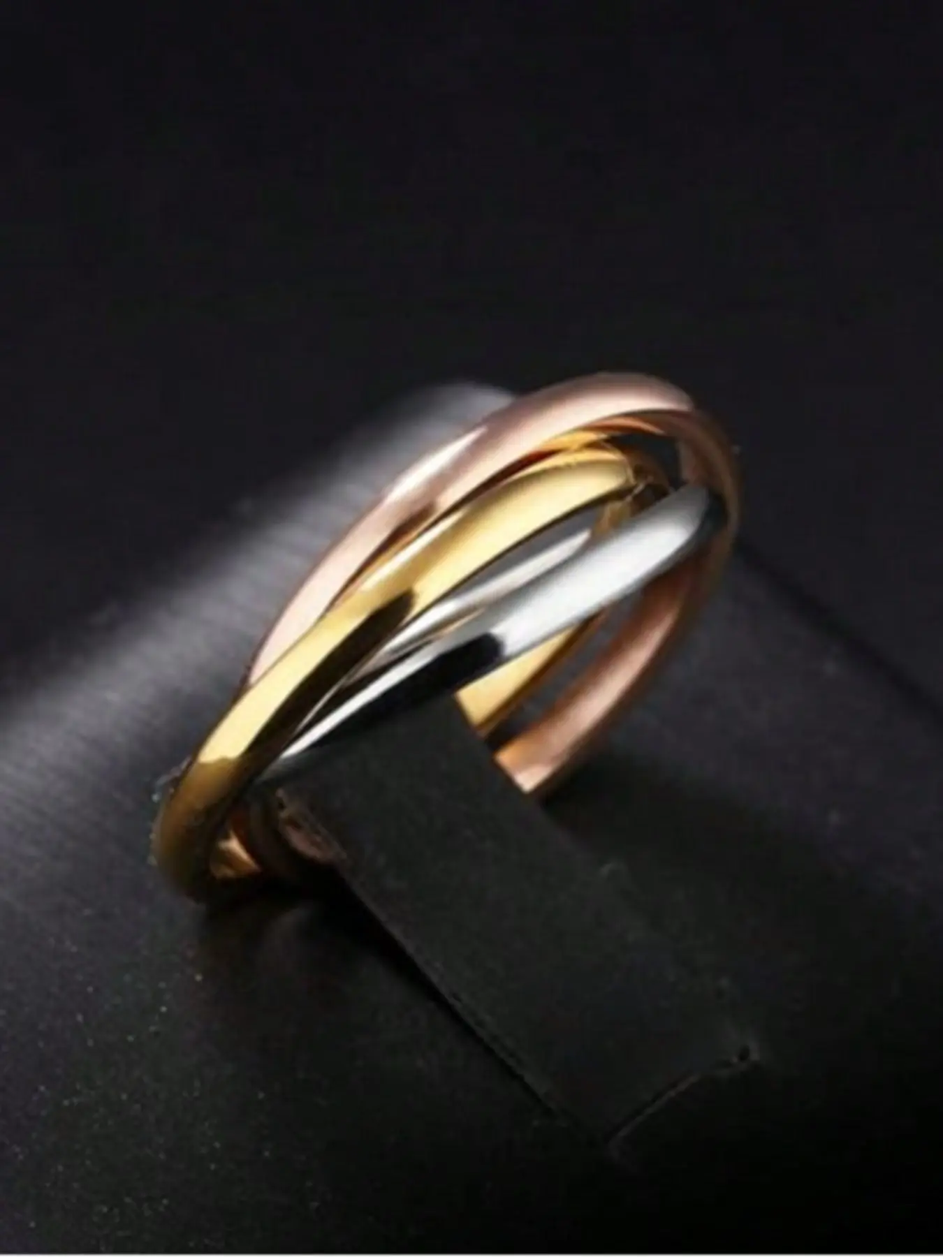 Women's Clover Twist Ring, Statement Multi Ring, Surgical Stainless Steel, Thick Two-Tone Design, and Silver Color, Sizes 5/6/7/8/9, Jewelry Rings, Metal Rings
