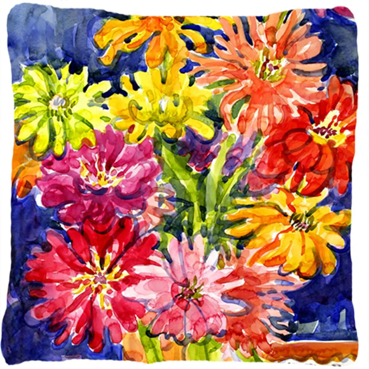 Gerber Daisies Polyester Heavyweight Decorative Fabric Pillow, 14x2x14 in, Fade-Resistant, Stain-Resistant, Machine Washable, Sunbrellafeel Indoor/Outdoor Pillow
