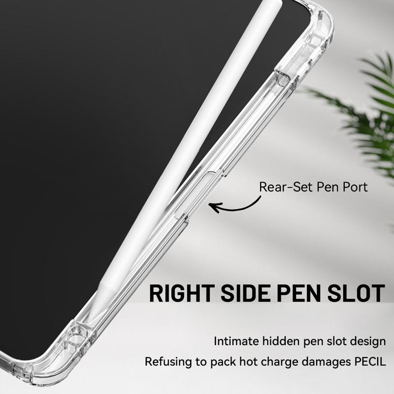 Pink Virgin Mary Rose Floral iPad Stand Case, Three-tiered stand iPad case,Religious Art Transparent Acrylic Hard Back Panel With Pencil Slot, for All models ipad.Scratch-resistant Ultra-thin Protective Case,Shock-resistant Full Cover, Tablet Stand Holder