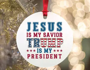 Trum President 2024 Ornament, Jesus is My Savior Trum is My President, Political Trends, Ceramic Ornament