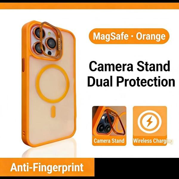 Universal MagSafe Stand Case for iPhone 12–17, 2‑in‑1 Camera Protection, Anti‑Yellowing