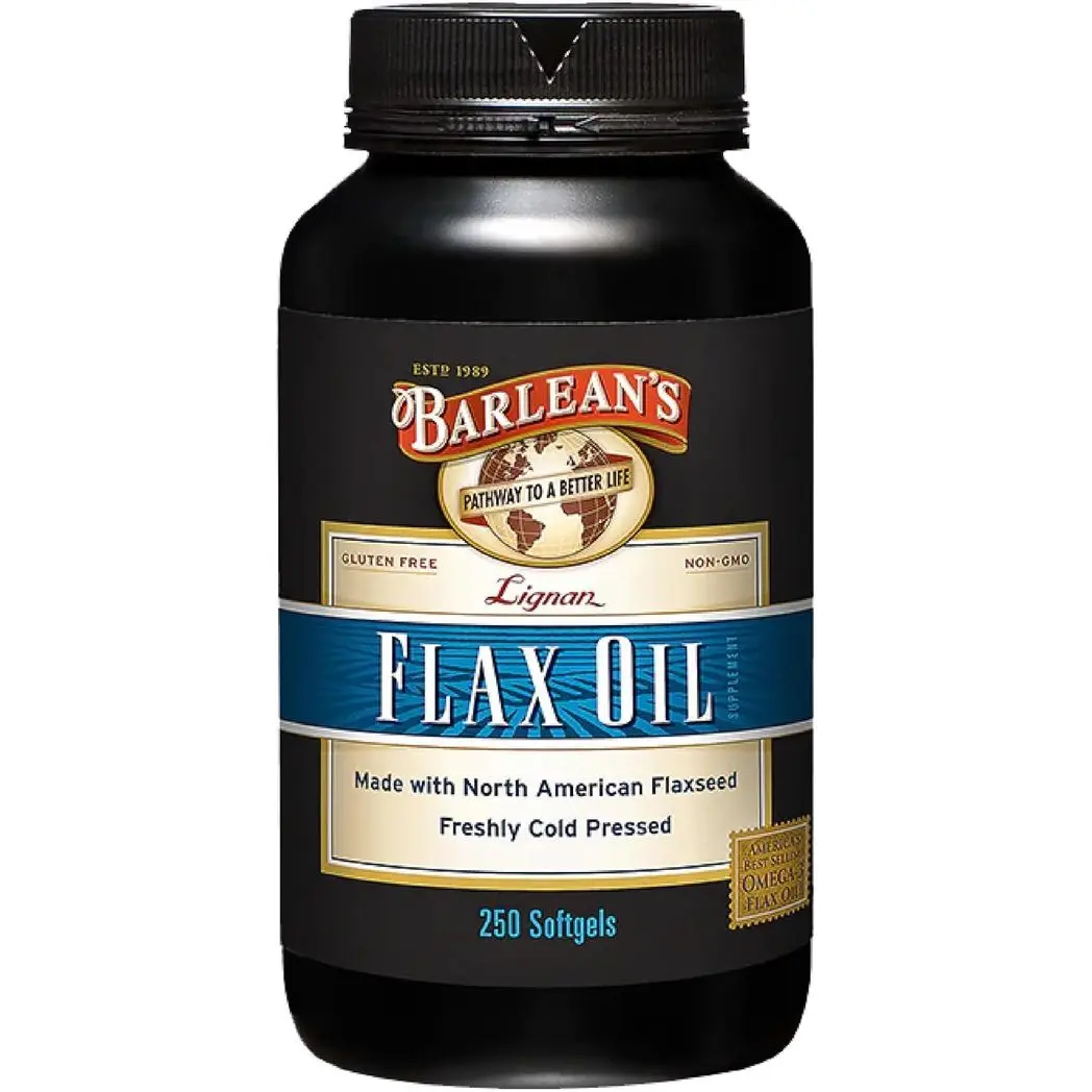 Barlean's Lignan Flaxseed Oil Softgels Cold-Pressed 1000mg, 250 ct