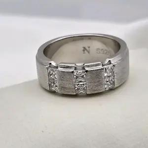 Neve Jewelry Luxury Sterling Silver Moissanite Wedding Band Ring