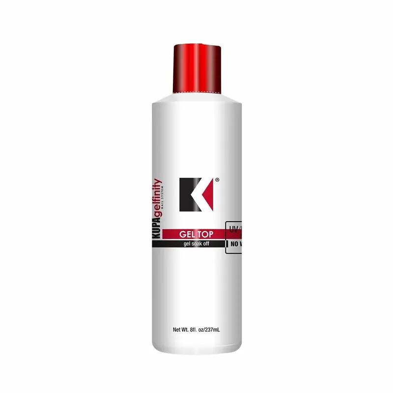 KUPA Gelfinity Gel Topcoat - 8oz Glossy Salon-Grade Premium Nail Care Top Coat with Brush, US-Made Cosmetic for Nail Techs, Long-Lasting Finishing Item, Finishing Nails Premium Top Coat Gel Shine Finish, Gel Nails At Home, Manicure At Home